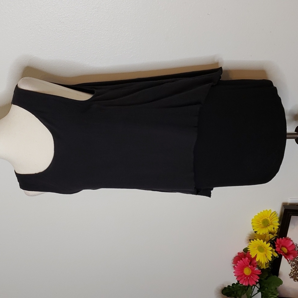 Calvin Klein Layer Top Linen Black Bohemian Performance Wear Yoga Tank Top Gauzy - Picture 2 of 13